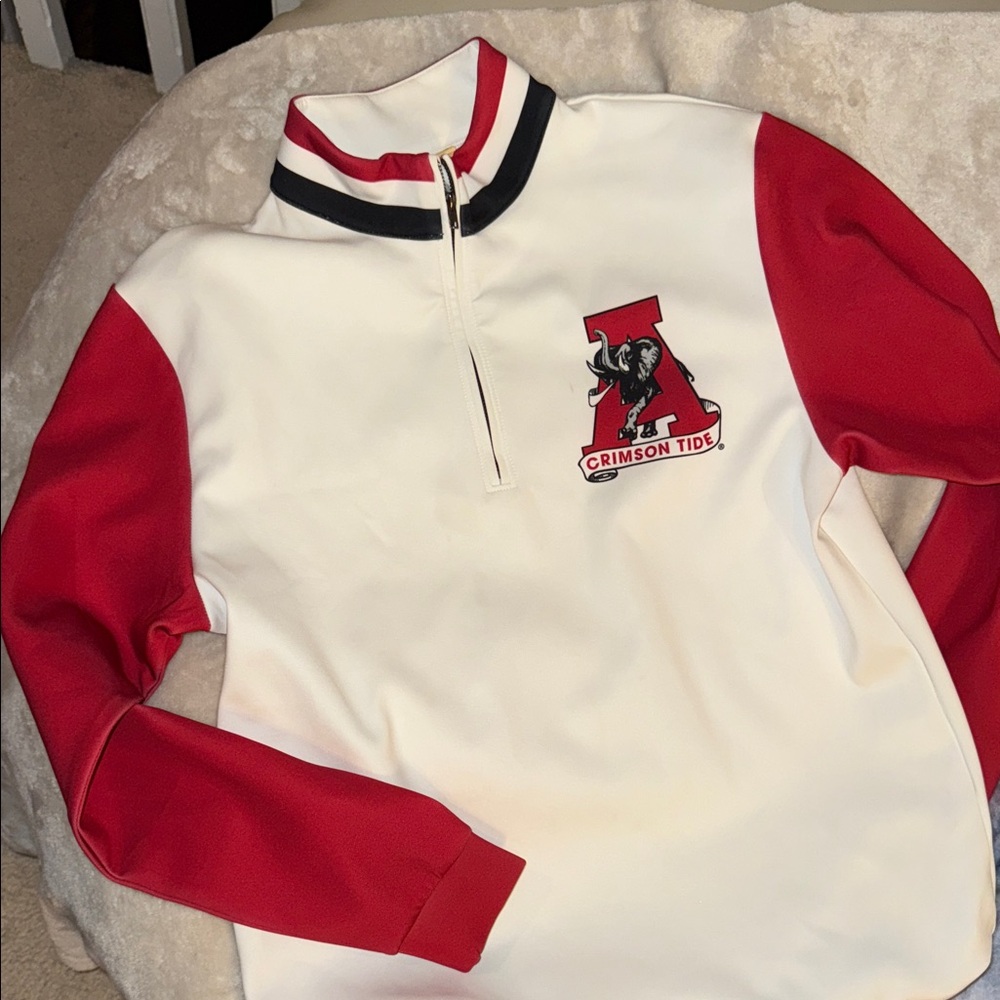 Crimson Tide Red and White Quarter-Zip Jacket